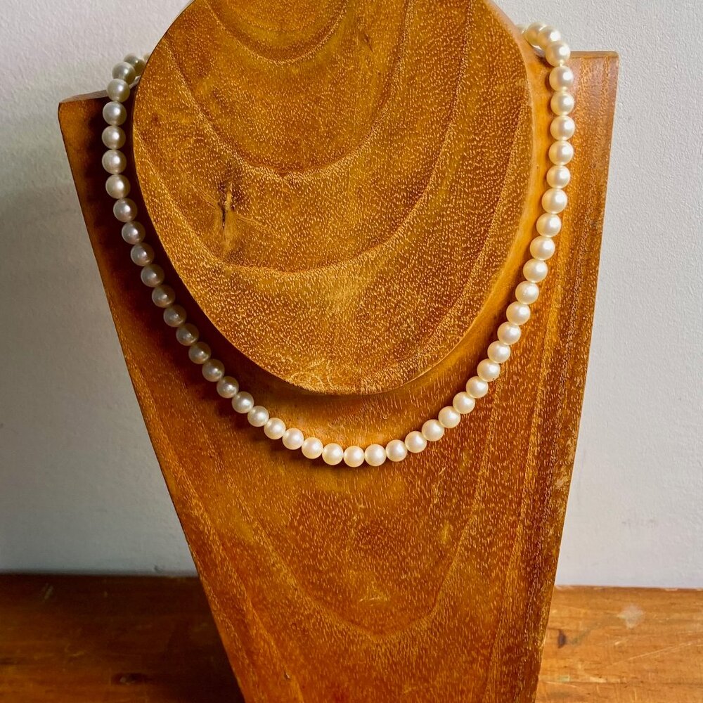 Vintage Cultured Pearl Necklace with Sterling Clasp
